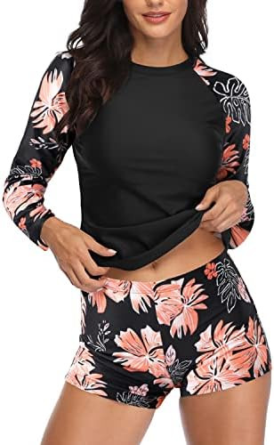 Daci Women Two Piece Rash Guard Long Sleeve Swimsuits UV UPF 50+ Swim Shirt Bathing Suit with Boy... | Amazon (US)