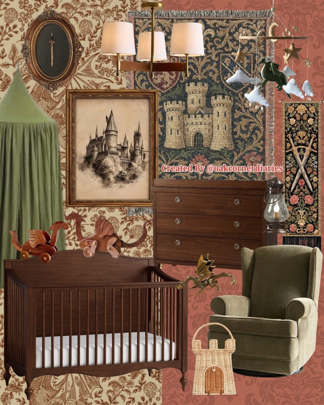 A nursery fit for a little knight or queen. 🏰🐉 Rich wood tones, heirloom-inspired decor, vintage castle artwork, and subtle dragon accents create a timeless space that feels straight out of a storybook. I’ve linked everything you need to recreate this elegant medieval nursery.

#LTKKids #LTKHome #LTKBaby