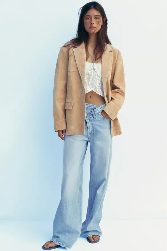 100% SUEDE LEATHER BLAZER | Zara UK