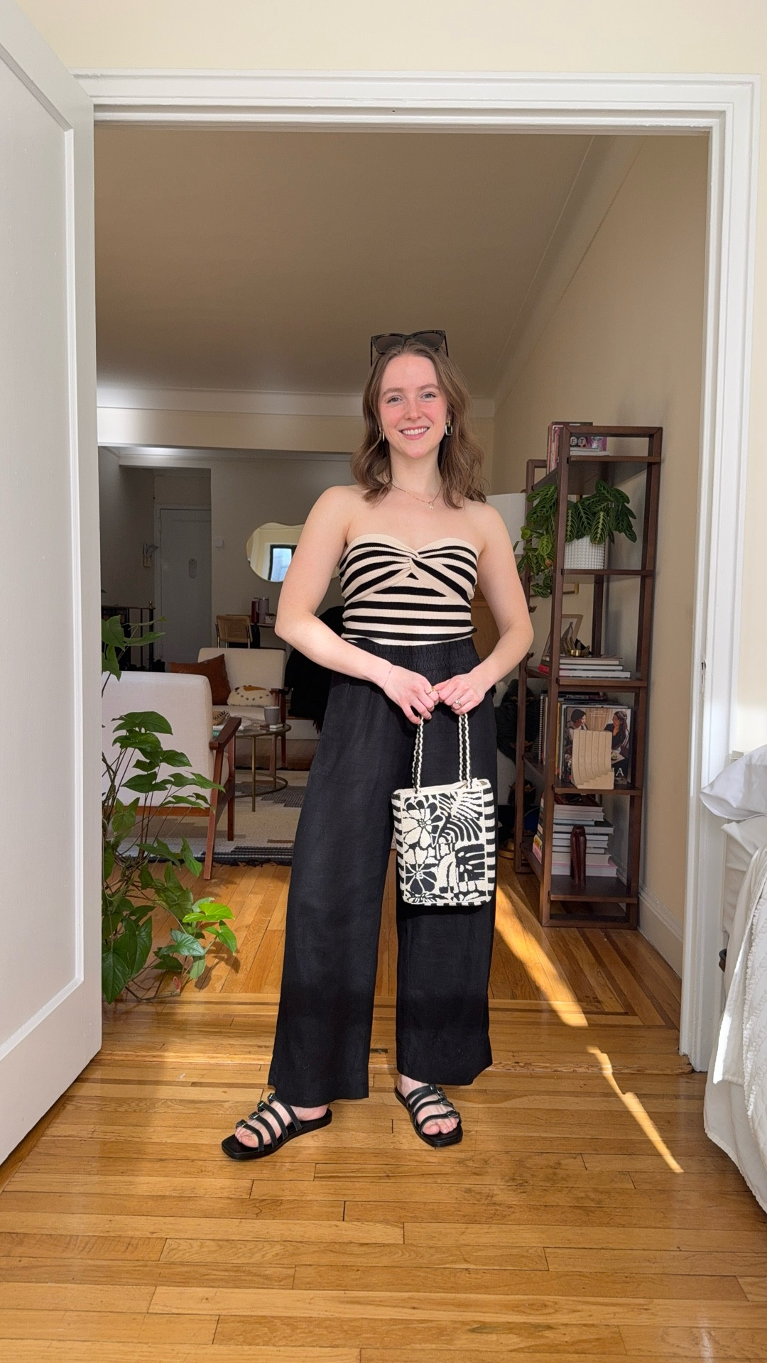 Women vacation outfit. My favorite linen elastic waist pants are back for 4 years in a row! Wearing xs petite I’m 5ft 2. On sale for $30!
Top is xs
Bag is beaded and has crossbody strap 

#LTKPetite #LTKSaleAlert
