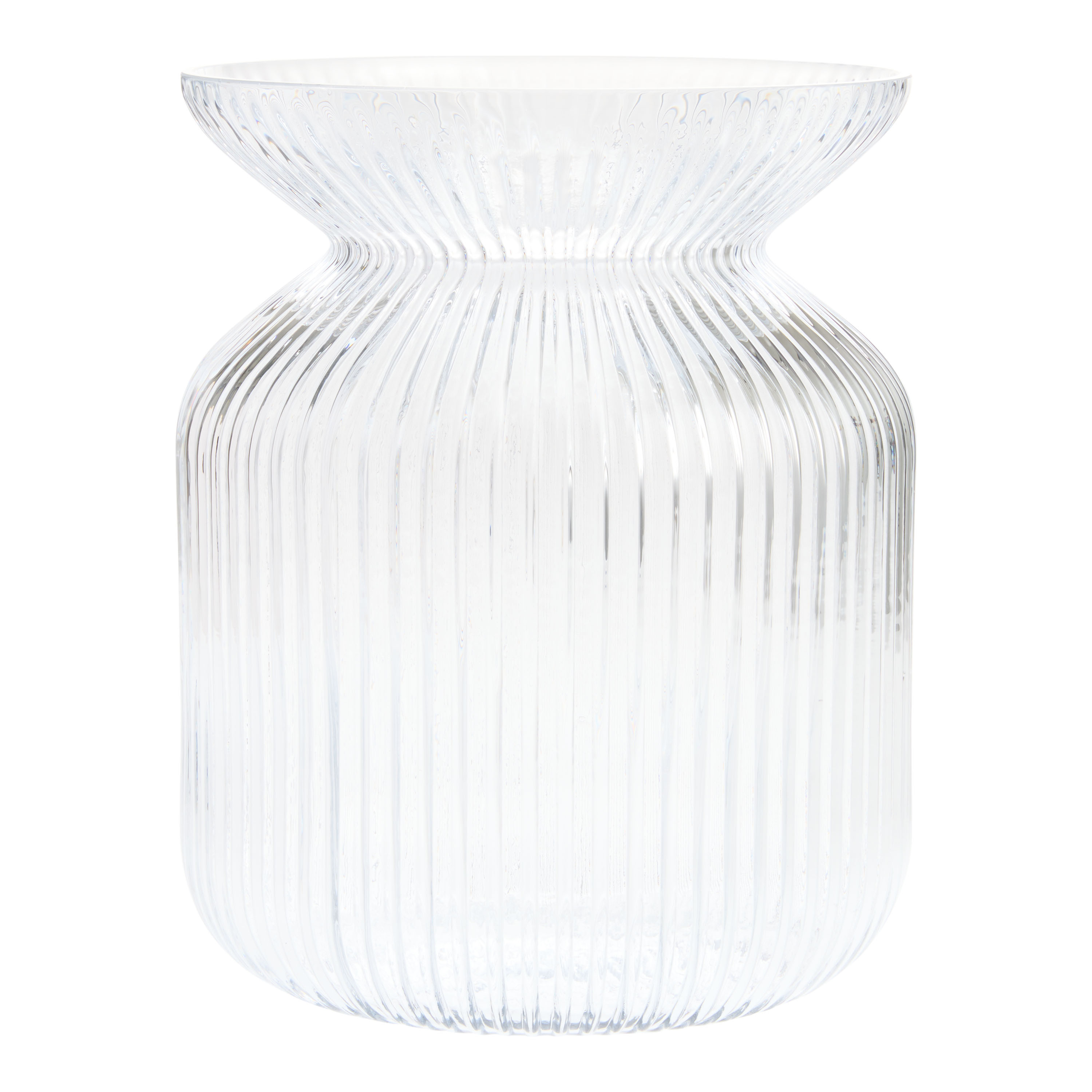 Large Clear Glass Ribbed Vase | World Market