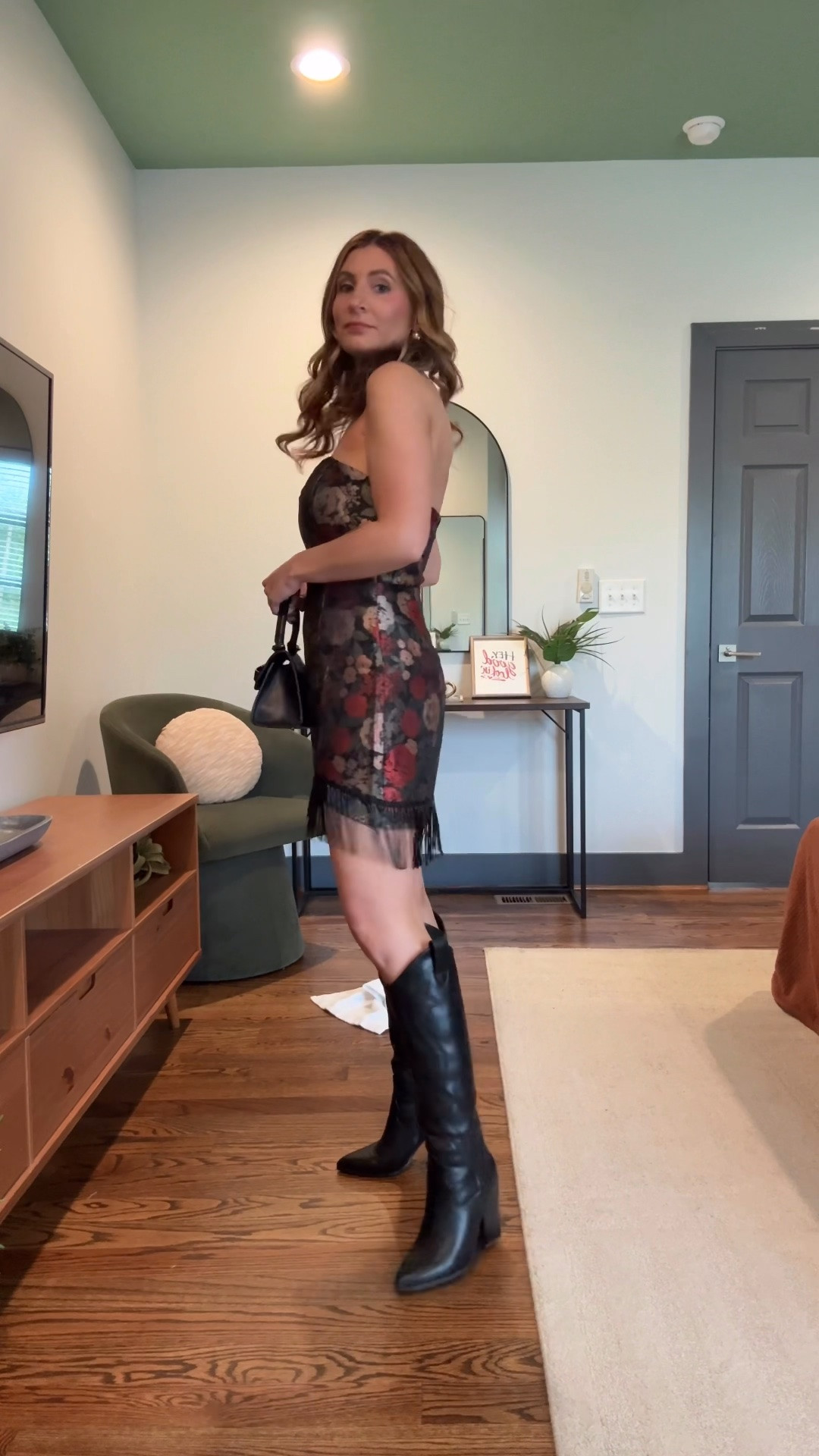 What I wore out in Nashville!

Lulu’s Black Floral Jacquard Fringe Mini Dress (size medium)
Amazon black western boots
Steve Madden look for less handbag

#LTKootd #LTKSaleAlert #LTKSeasonal