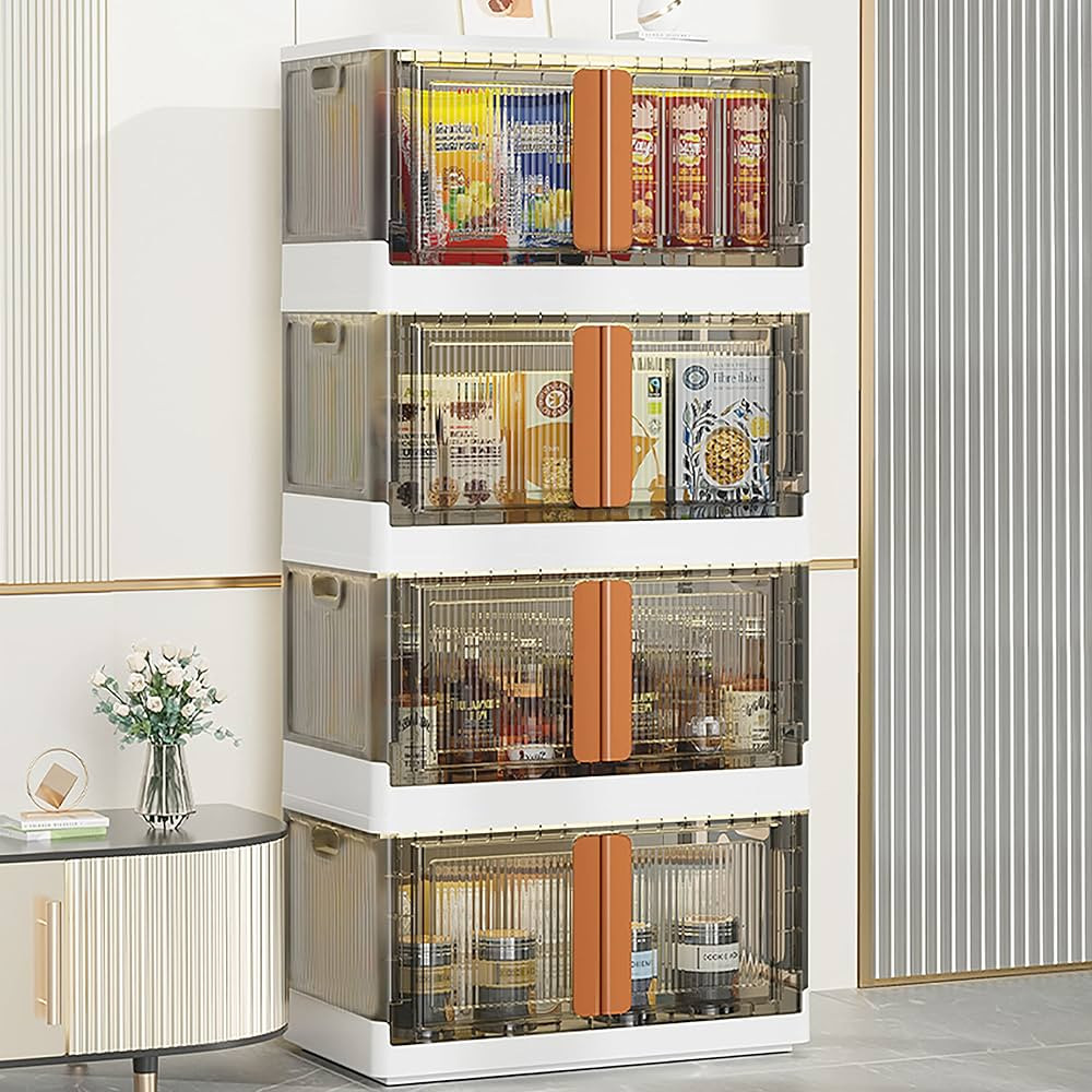 Storage Bins with Lids - 4 Packs 19Gal Plastic Storage Bins for Closet Organizers and Storage, Fo... | Amazon (US)
