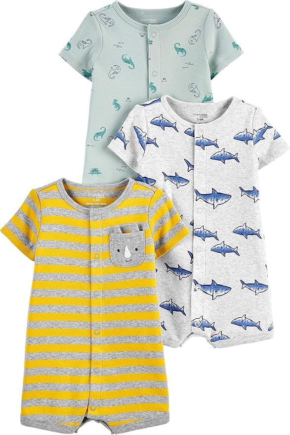 Simple Joys by Carter's Baby Boys' Snap-Up Rompers, Pack of 3 | Amazon (US)
