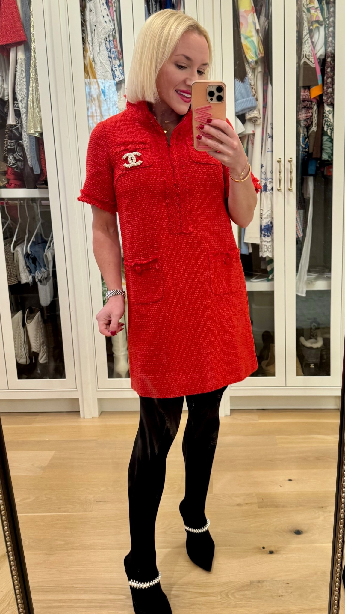 Red tuckernuck tweed dress size XS. Holiday dress. Holiday look. Holiday party. Christmas dress. Christmas party look. Petite style. 

#LTKHoliday #LTKSeasonal #LTKPetite