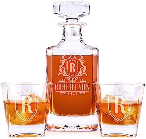 Personalized Whiskey Decanter Set - 5 Design Options - Custom Liquor 25 oz, 750ml Liquor Decanter... | Amazon (US)