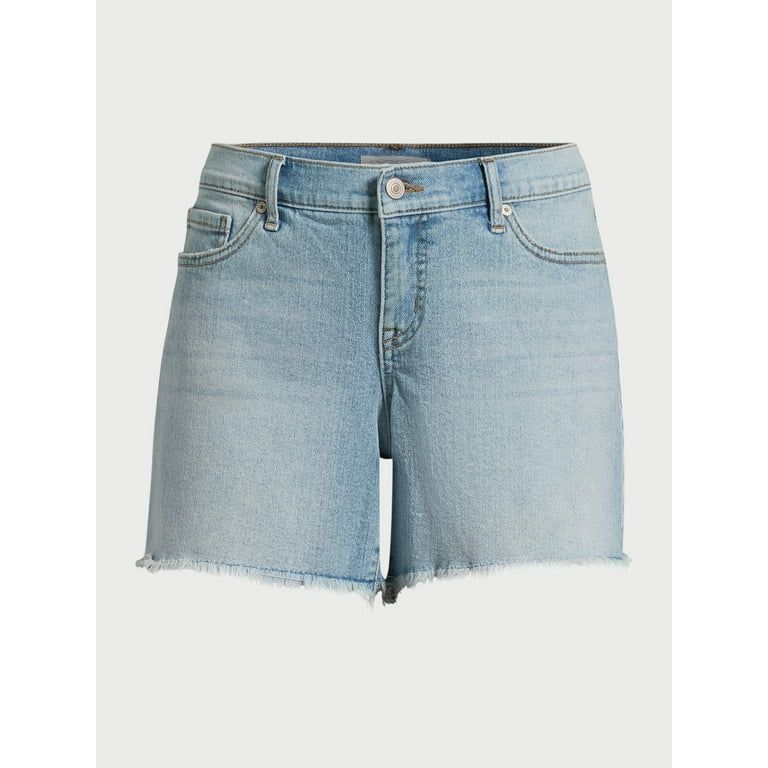 Sofia Jeans Women's Lila Mid Rise Frayed Hem Shorts, 5" Inseam, Sizes 2-20 | Walmart (US)
