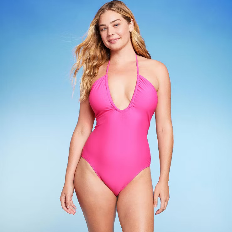 Women's Halter Keyhole Bandeau One Piece Swimsuit - Shade & Shore™ | Target