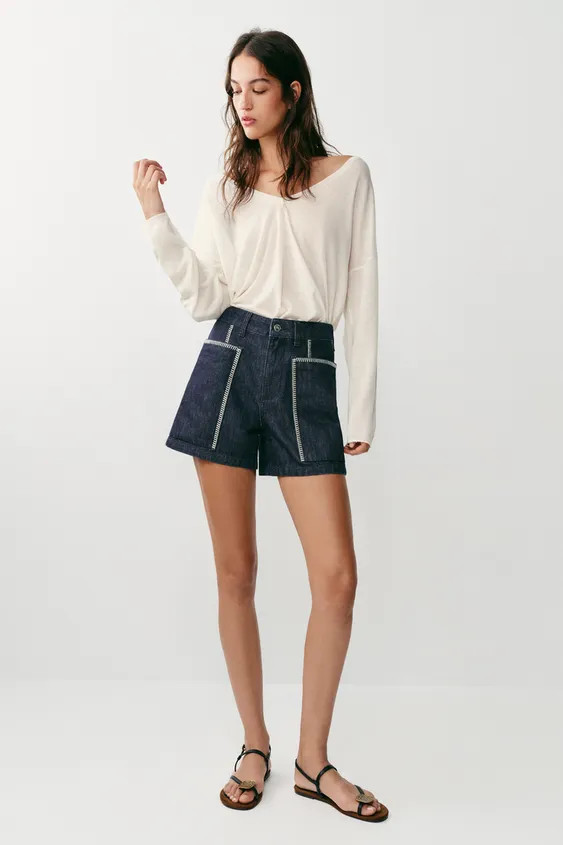 Z1975 EMBROIDERED SHORTS | Zara US