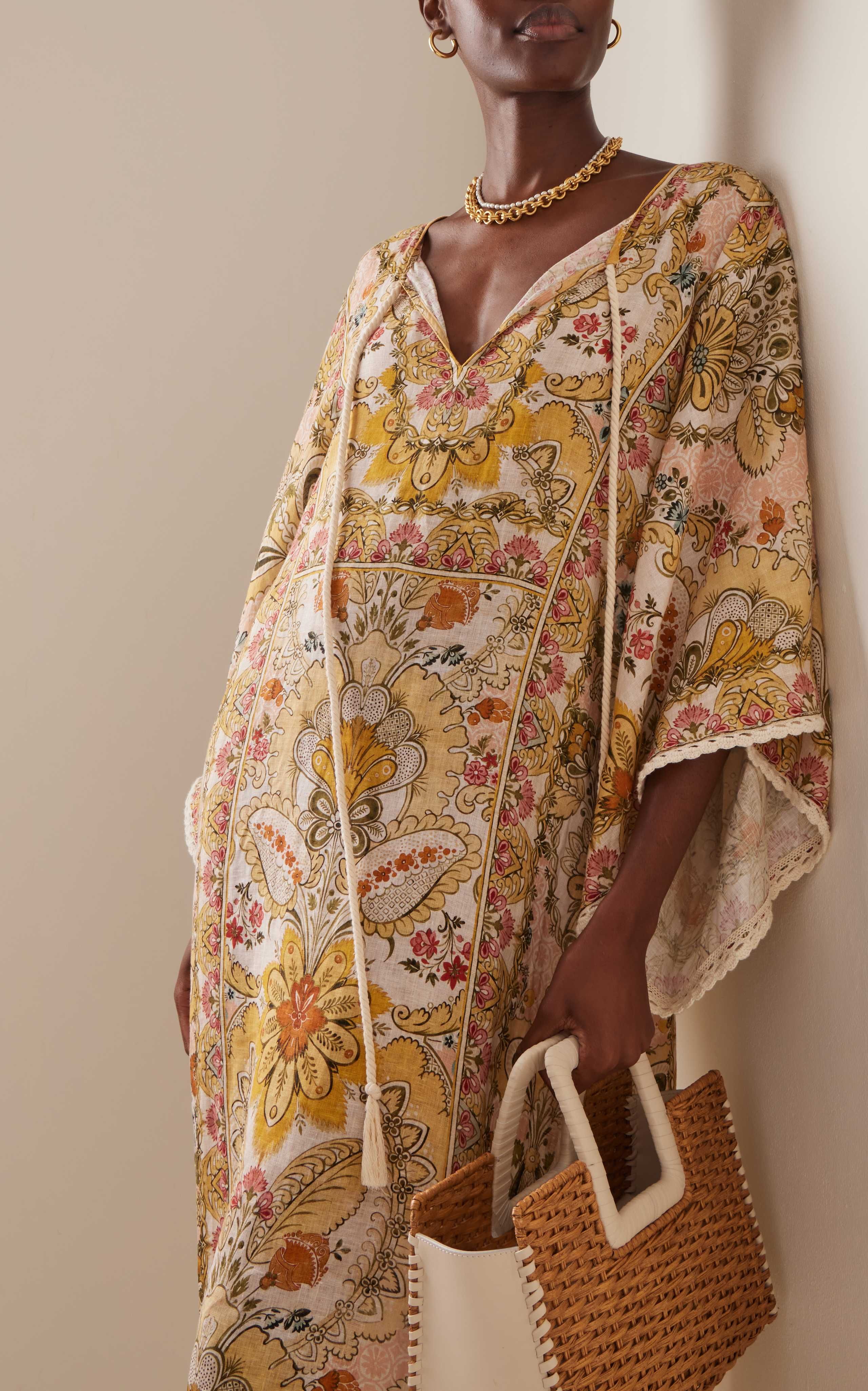 Laurel Linen Kaftan Midi Dress | Moda Operandi (Global)
