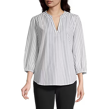 new!Liz Claiborne Womens V Neck 3/4 Sleeve Blouse | JCPenney