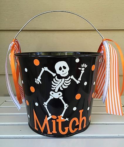 Personalized 5 quart Halloween pail- skeleton design | Amazon (US)