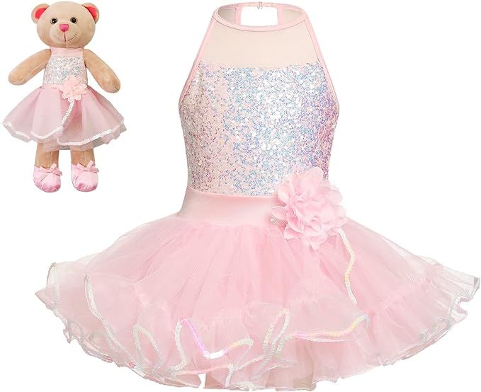 Phineein Kids Ballet Dance Dress Skirted Leotard with Matching Ballerina Teddy Bear Set, Gift for... | Amazon (US)