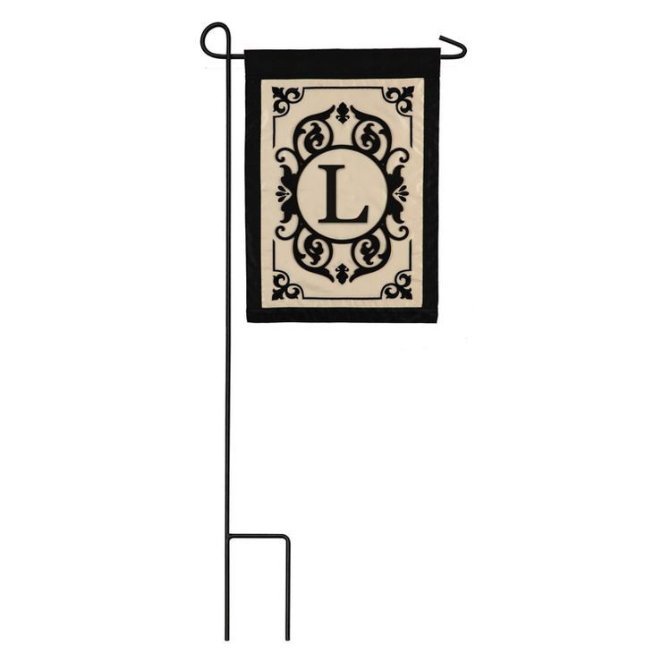 Evergreen Flag Cambridge Chic Letter L Monogram Applique Garden Flag - 12.5" Wide x 18" High | Target
