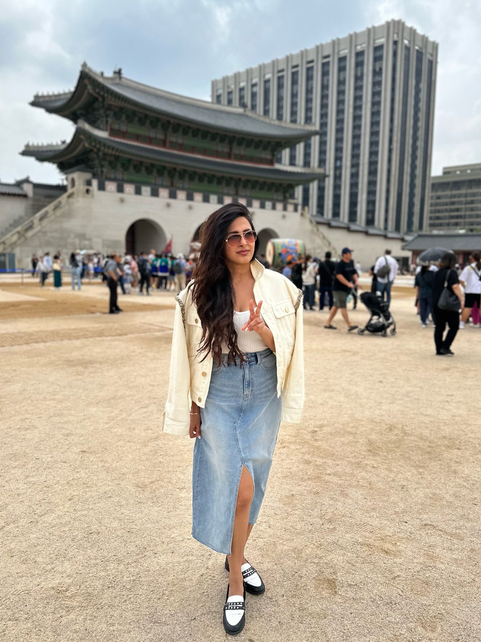 My outfit for visiting Gyeongbokgung palace in Seoul Korea. 

My fabulous jacket is from Sandro. Unfortunately the white denim is no longer available so tagged the blue denim for now.

Skirt from a Korean brand called Mixxo Korea | Earrings: Dior (not on LTK)

Remaining outfit details and similar products linked below x

#LTKstyletip #LTKaustralia #LTKtravel