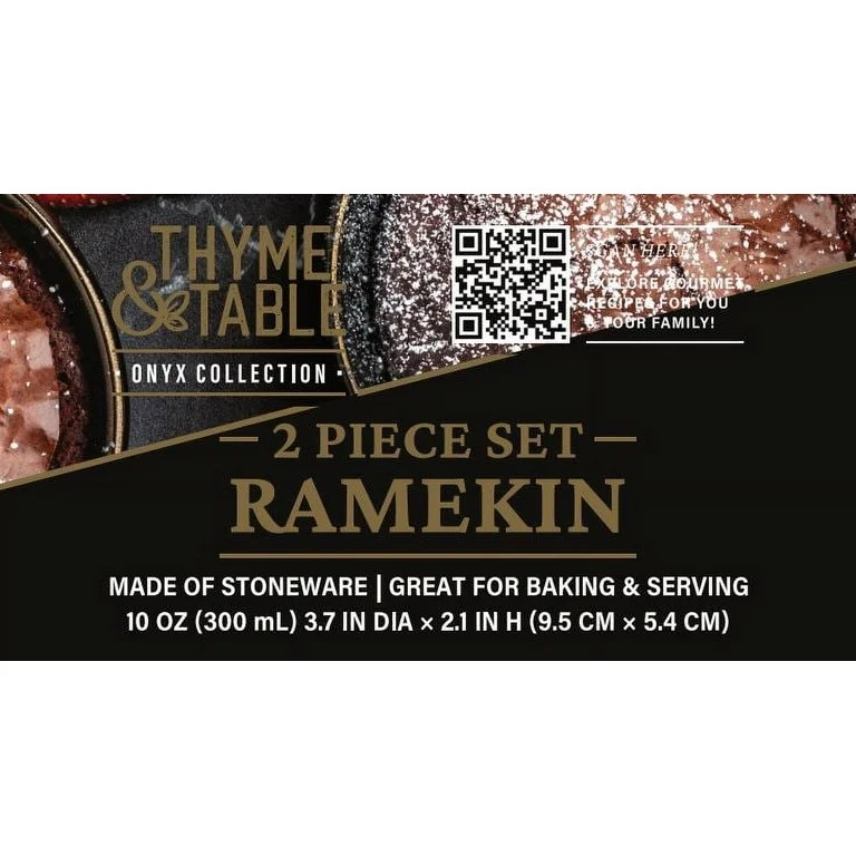 Thyme & Table Easy Clean 2-Piece 10 oz Stoneware Ramekin Set, Onyx | Walmart (US)