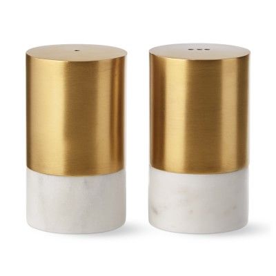 Marble &amp; Brass Salt &amp; Pepper Shakers | Williams-Sonoma