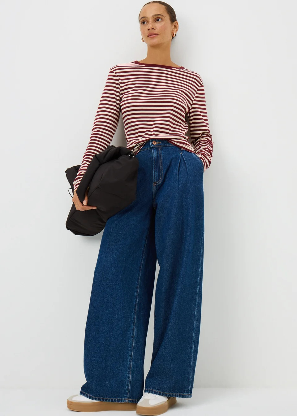 Burgundy Stripe Long Sleeve Fitted Top | Matalan (UK)