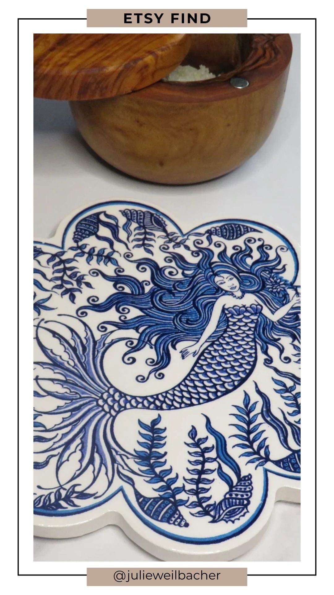 This ceramic mermaid trivet tile is full of beach cottage charm. 🧜‍♀️✨ Mermaids absolutely have a hold on people. I think it’s because they feel nostalgic, whimsical, mysterious, feminine, coastal, magical...all at once. Plus yes, Starbucks absolutely conditioned an entire generation into thinking mermaids = cozy energy. 

The sweet mermaid design, gorgeous colors, and adorable scalloped edge make it perfect for summer decor, coastal tablescapes, and creative mosaic projects. Use it in a mosaic stepping stone, tabletop, wall art piece, or mixed media design for a whimsical seaside touch. A beautiful statement piece that instantly brings on those carefree summer vibes.

For mosaic tips, tutorials, inspiration, and so much more please visit my YouTube channel: YouTube.com/julieweilbacher, and follow @julieweilbacher on Instagram for all things mosaic art.

#beachcottage #mermaiddecor #summerdecor #mosaic #trivet #coastaldecor #mixedmediaart #beachhouse #etsy #tablescapeideas

#LTKHome