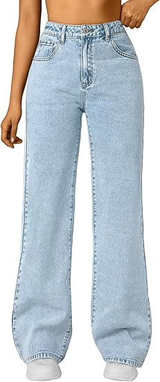 Trendy Queen Jeans for Women Wide Straight Leg High Waisted Stretchy Baggy Jeans Fashion Loose De... | Amazon (US)