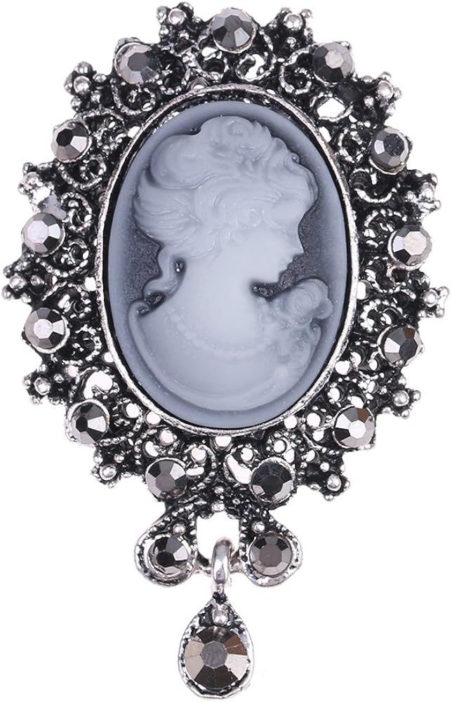 lureme Vintage Elegant Victorian Lady Beauty Cameo with Crystal Brooch Pin (br000017) | Amazon (US)