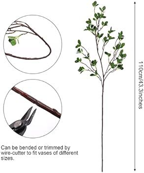 Whonline 2pcs 43in Artificial Greenery Stems Faux Eucalyptus Leaf Branches Ficus Twig for Home Of... | Amazon (US)