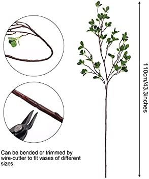 Whonline 2pcs 43in Artificial Greenery Stems Faux Eucalyptus Leaf Branches Ficus Twig for Home Of... | Amazon (US)
