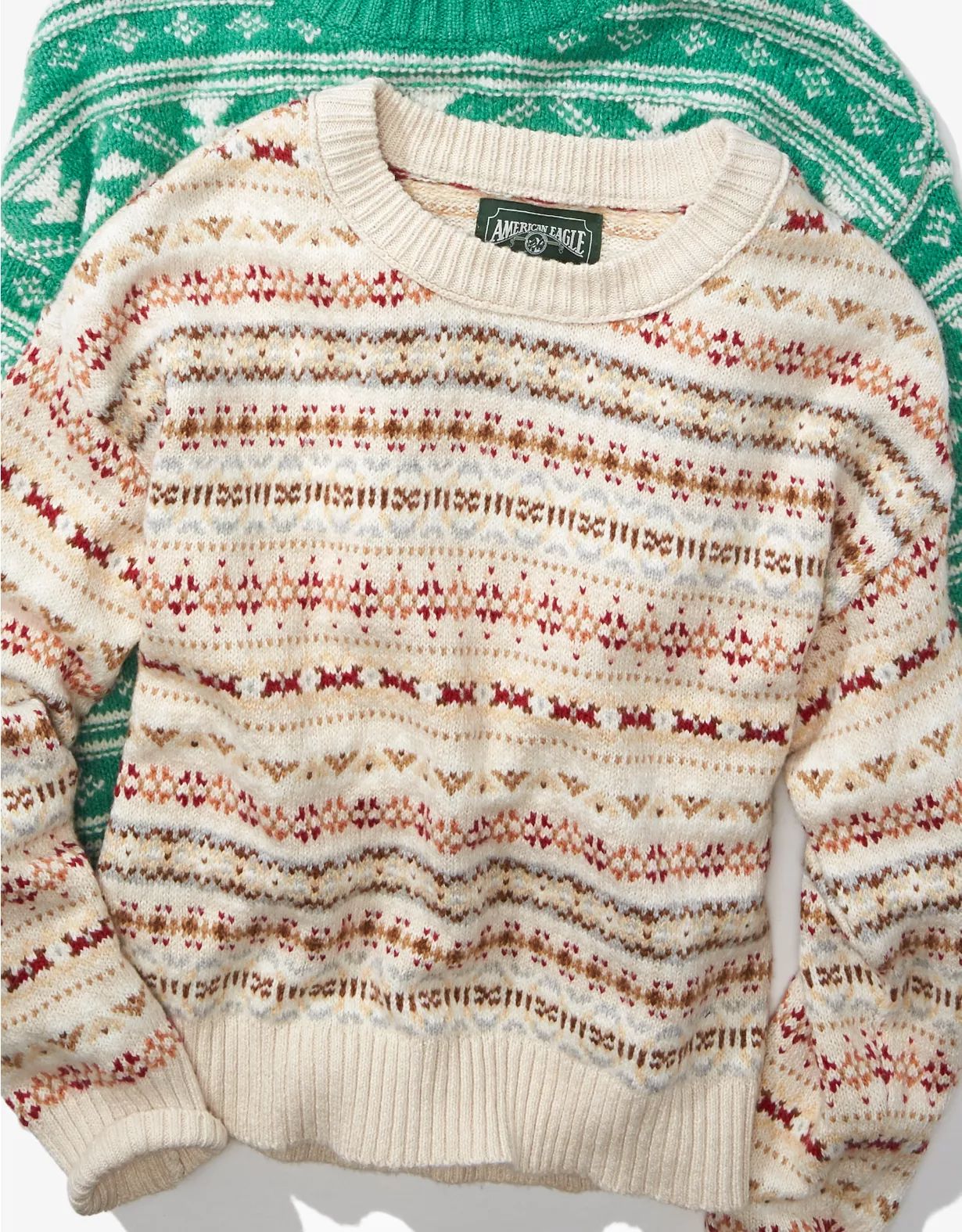 AE Fairisle Snowdrift Sweater | American Eagle Outfitters (US & CA)