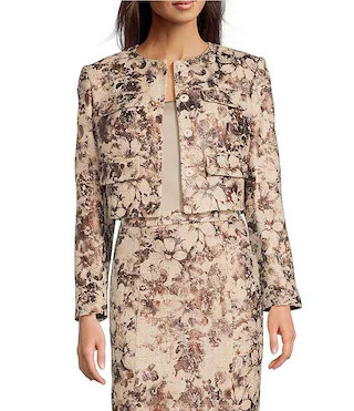 Muse by Marchesa Coordinating Aspen Foil Tweed Button Front Jacket | Dillard's | Dillard's