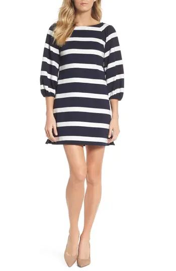 Women's Eliza J Stripe Balloon Sleeve Shift Dress | Nordstrom