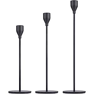 Amazon.com: Matte Black Candle Holders Set of 3 for Taper CandlesDecorative Candlestick Holder fo... | Amazon (US)