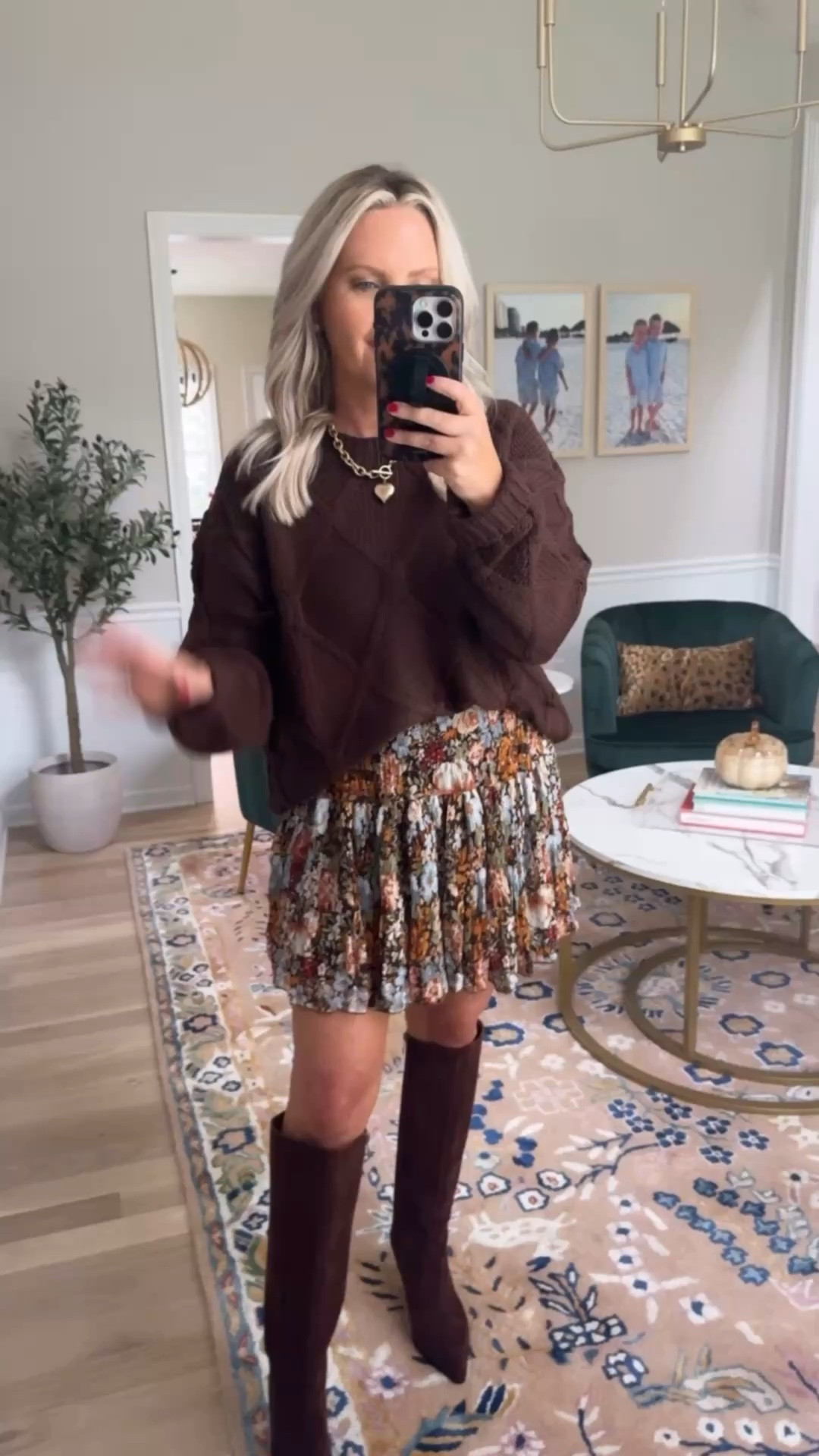 Love this look for fall family photos or would be great for Thanksgiving! 
I’m in size medium in the skirt and sweater

#LTKootd #LTKSeasonal #LTKOver40