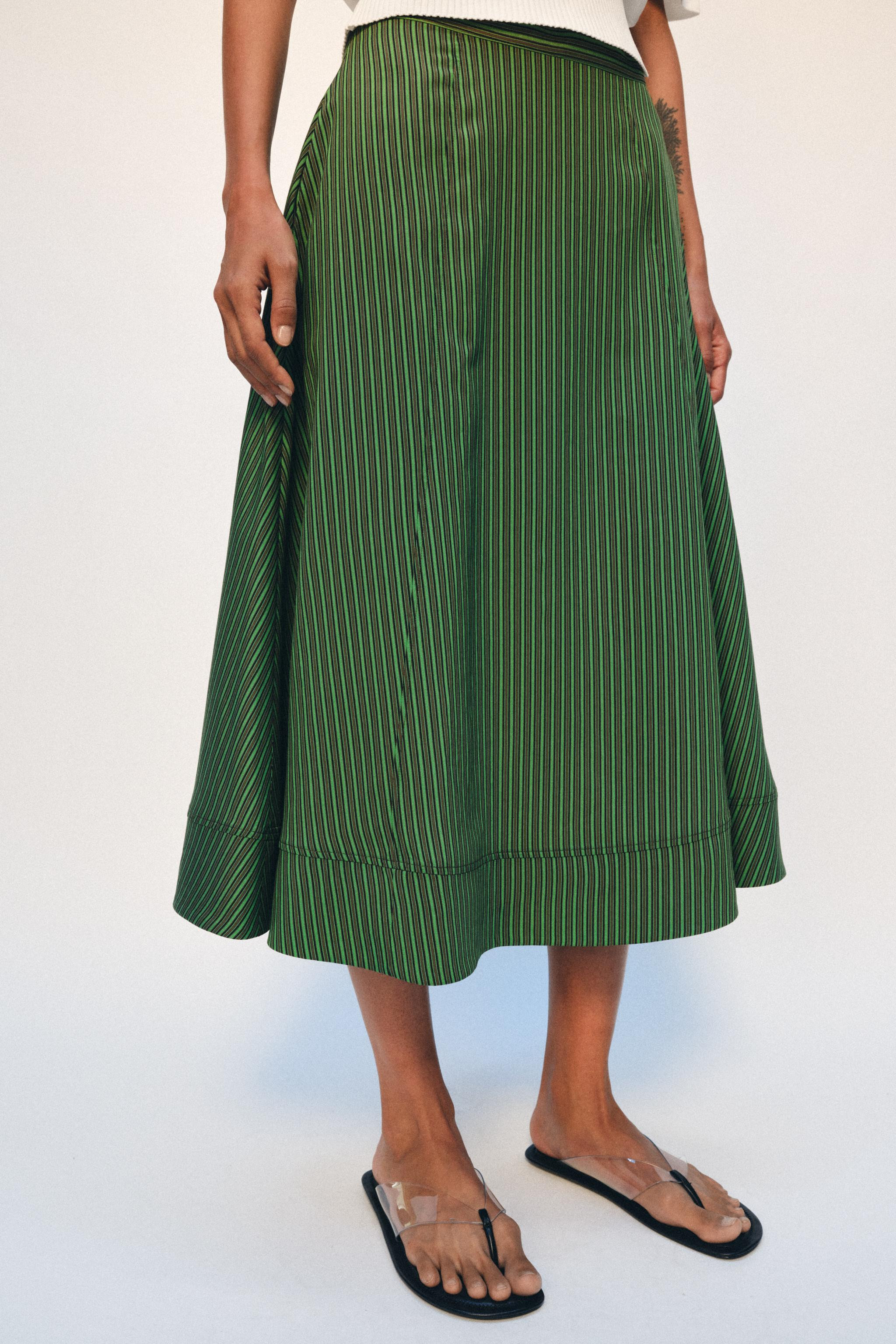 ZW COLLECTION STRIPED MIDI SKIRT | Zara US