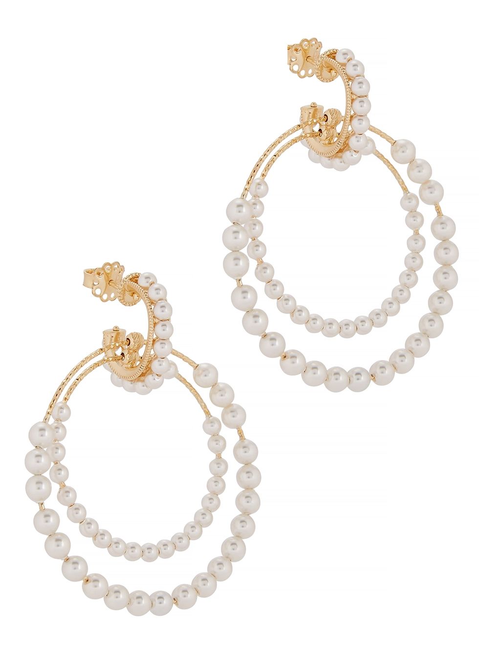 Valentina Swarovski pearl 24kt gold vermeil hoop earrings | Harvey Nichols (Global)