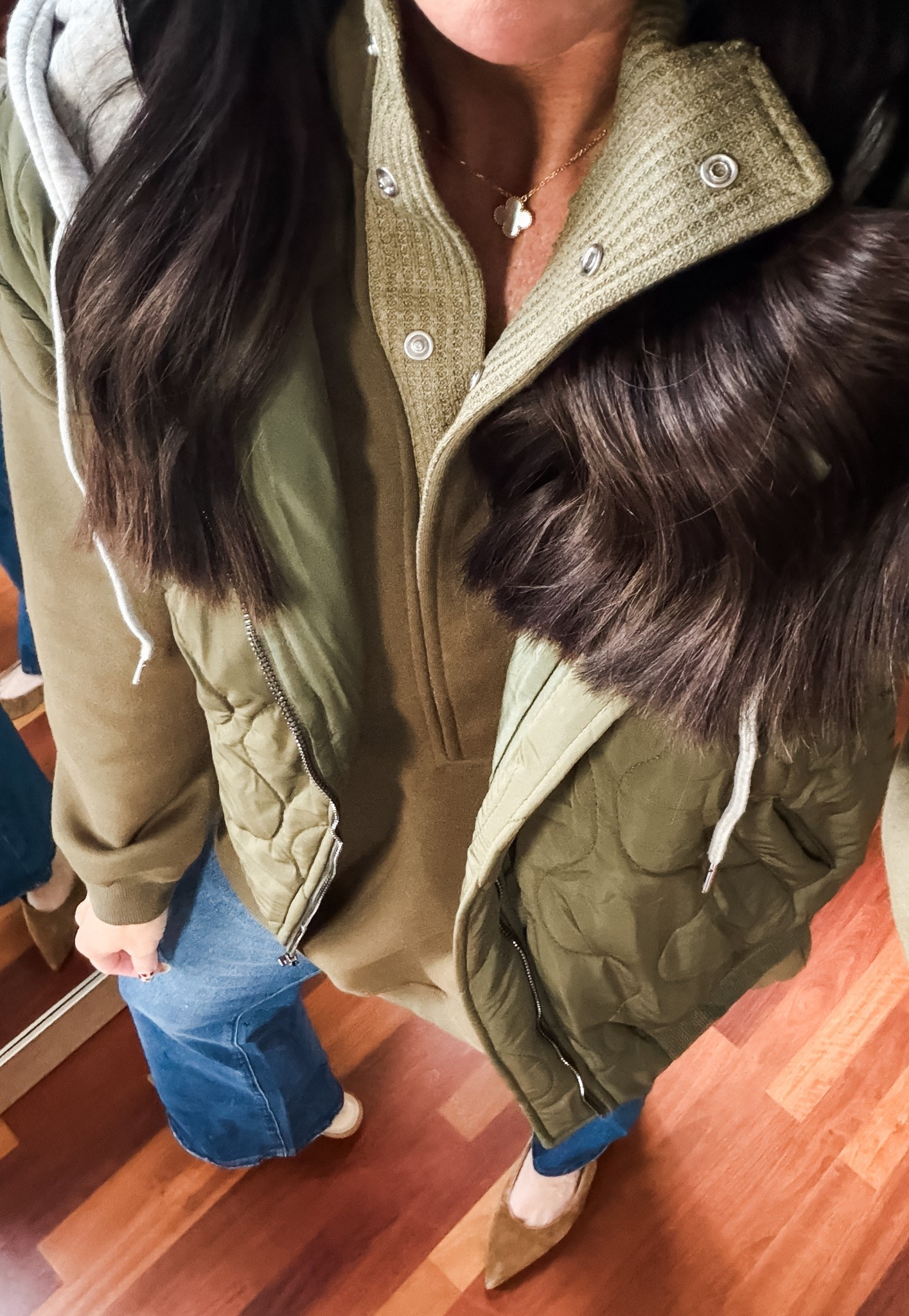 Medium quarter snap
Small vest 
4 denim 

#LTKFindsUnder50 #LTKStyleTip #LTKSeasonal