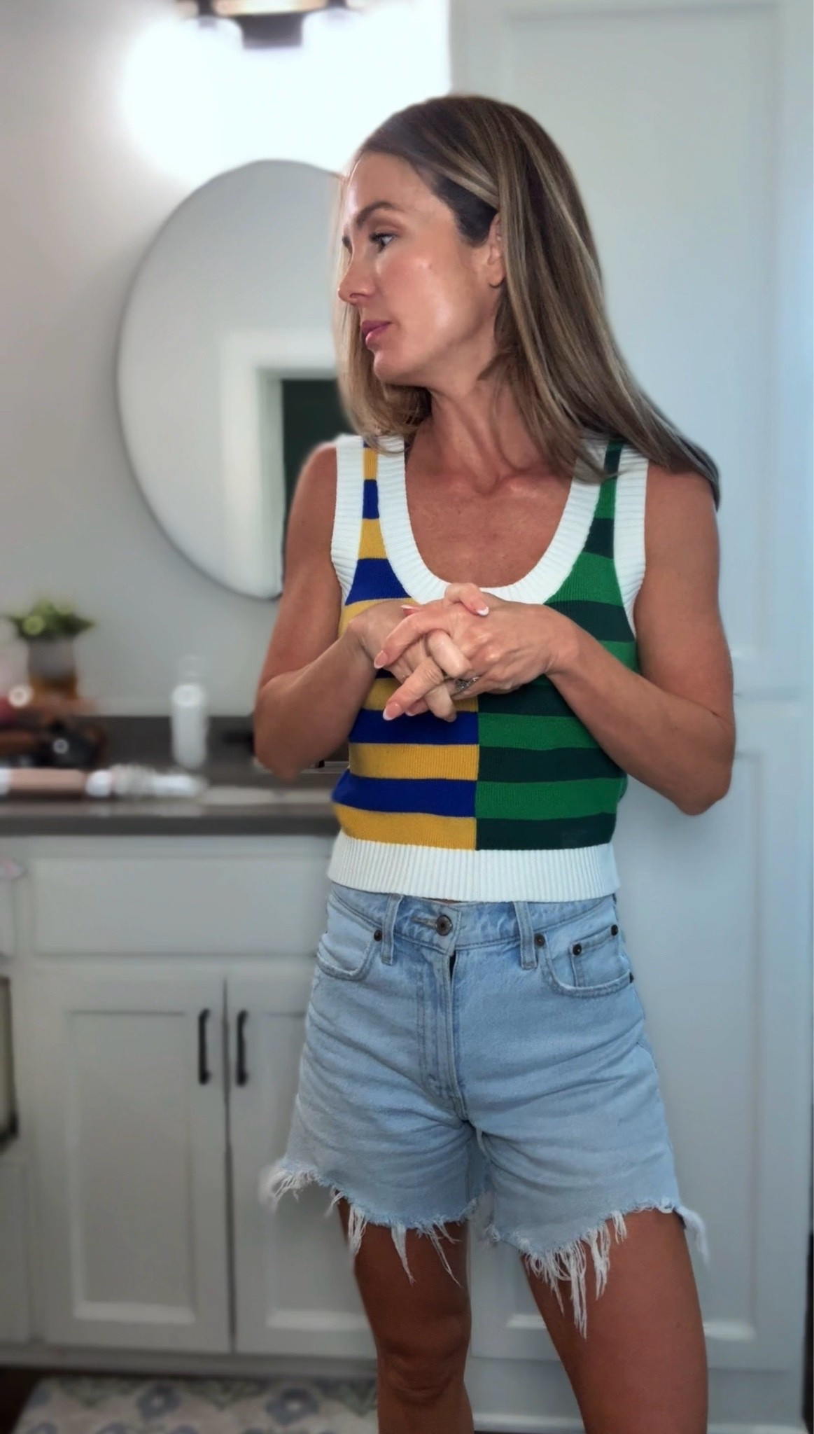 Favorite Jean shorts! They are high rise and a great length! 

#dadshorts #highwaistedbluejeanshorts

#LTKootd