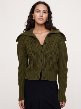 Merino-Cotton Cropped Cardigan | Banana Republic (US)