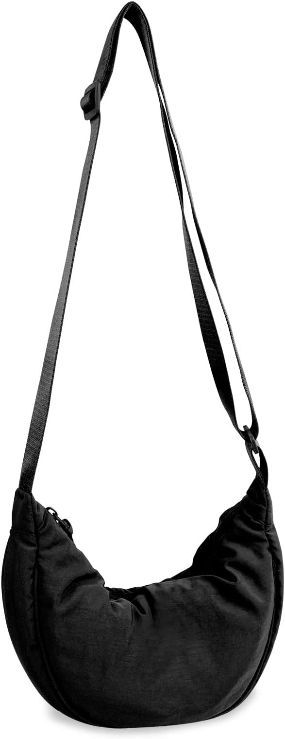 Nylon Crescent Crossbody Bag for Women Purses Trendy Men,Small Travel Sling Bag Hobo | Amazon (US)