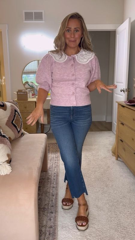 If you are looking for pair of denim jeans that mold to your body in the most comfortable possibly this pair is it!! Best part? They are less than $20 😳 

I am wearing a size 8 in these raw hem denim cropped jeans from Walmart. I paired them with a super cute top from Anthropologie (mine is sold out linked similar) and the wedges 🥁🥁 from Walmart! 

#momoutfit #elevatedcasual #whowhatwear #styleagram #denimspecialist #denimformoms #igoutfit #walmartfashion #affordablelooks

#LTKfindsunder100 #LTKfindsunder50 #LTKstyletip