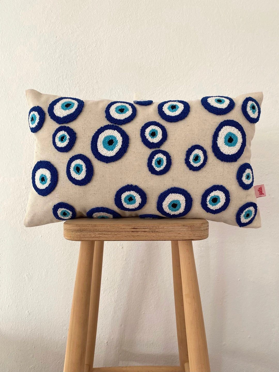 Galia Tasarim Handmade Nazar Linen Cushion Cover With Evil - Etsy | Etsy (US)