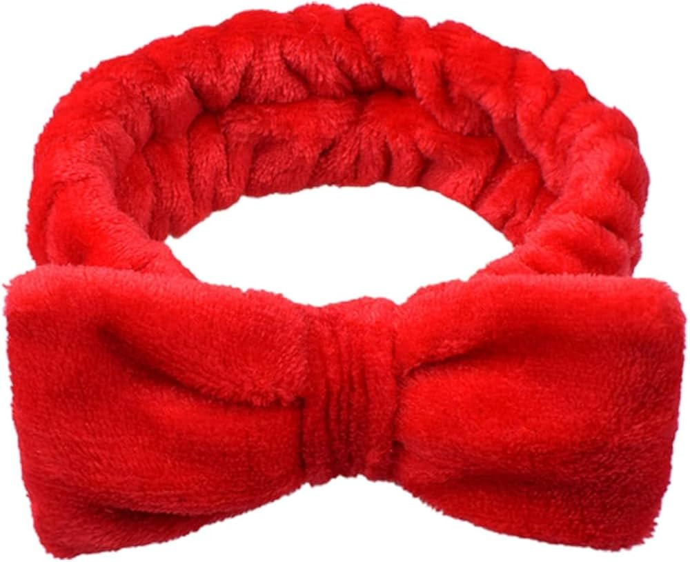Red Makeup Headband,Cute Hair Band For Washing Face,Spa,Skincare,Color High Elasticity Bowknot Co... | Amazon (US)