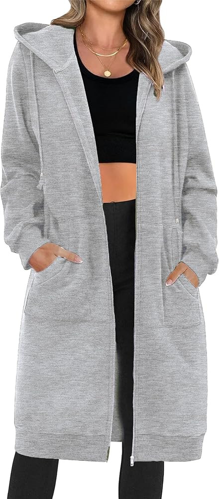 Zeagoo Women's Zip Up Hoodies Oversized Fleece Long Tunic Sweatshirts Casual Long Sleeve 2024 Fal... | Amazon (US)