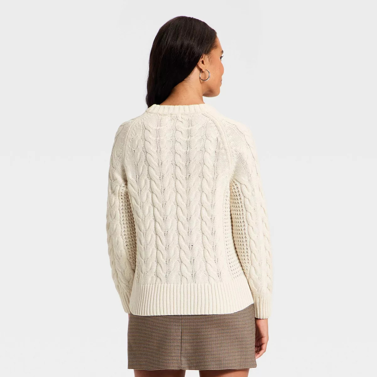 Women's Long Sleeve Round Neck Cable Sweater - A New Day™ | Target