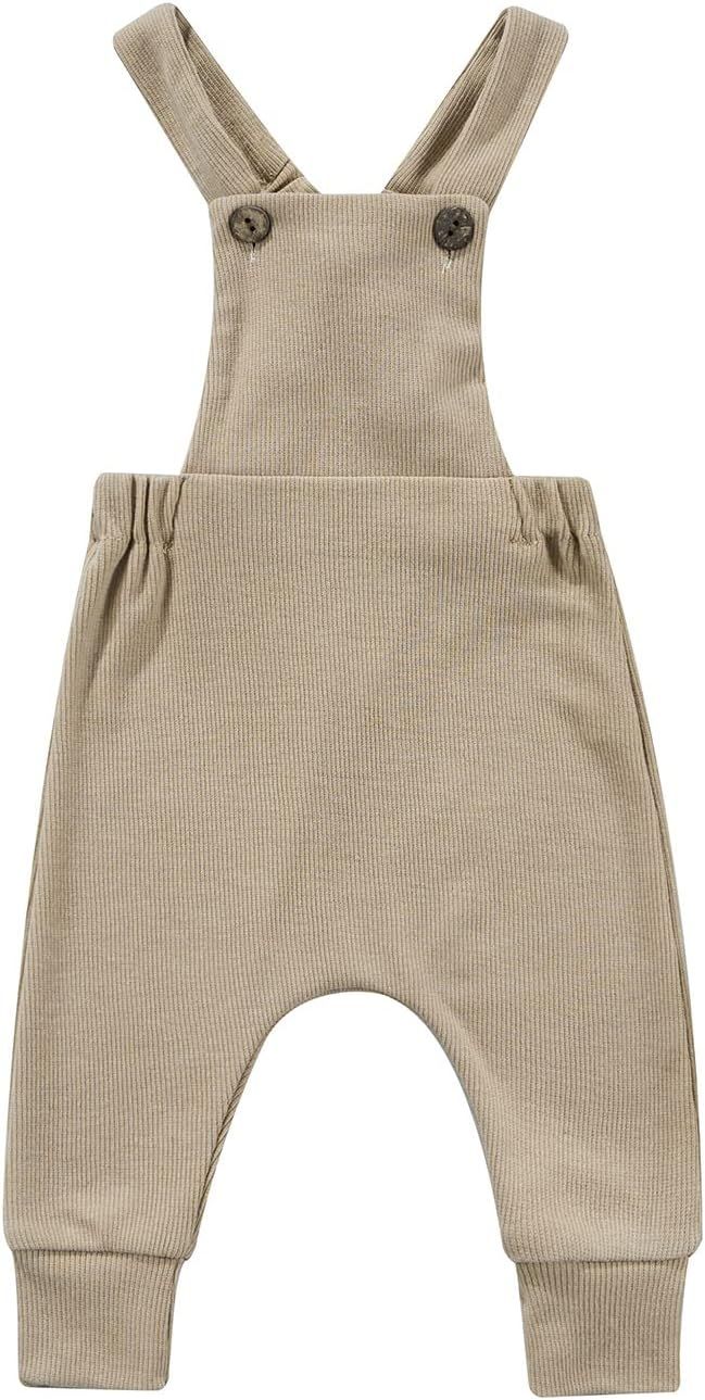 Newborn Baby Girls Boys Ribbed Overalls Solid Halter Backless Jumspuits Overalls Strap Suspender ... | Amazon (US)