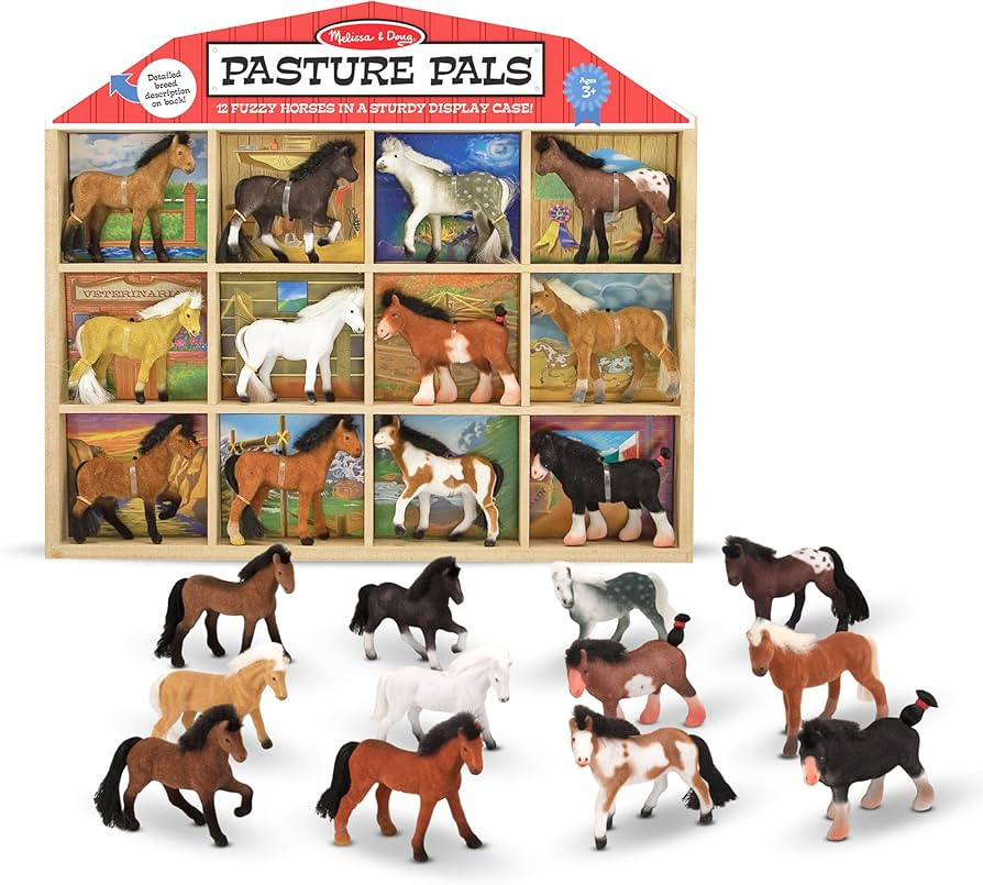 Melissa & Doug Pasture Pals - 12 Collectible Horses With Wooden Barn-Shaped Crate - Toy Horses, Horse Figures For Kids Ages 3+ | Amazon (US)