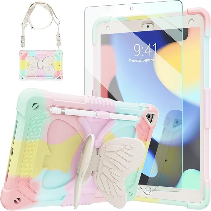 iPad 10.2 Case for Kids Girls, iPad 9th/8th/7th Generation Case with Tempered Glass Screen Protec... | Amazon (US)