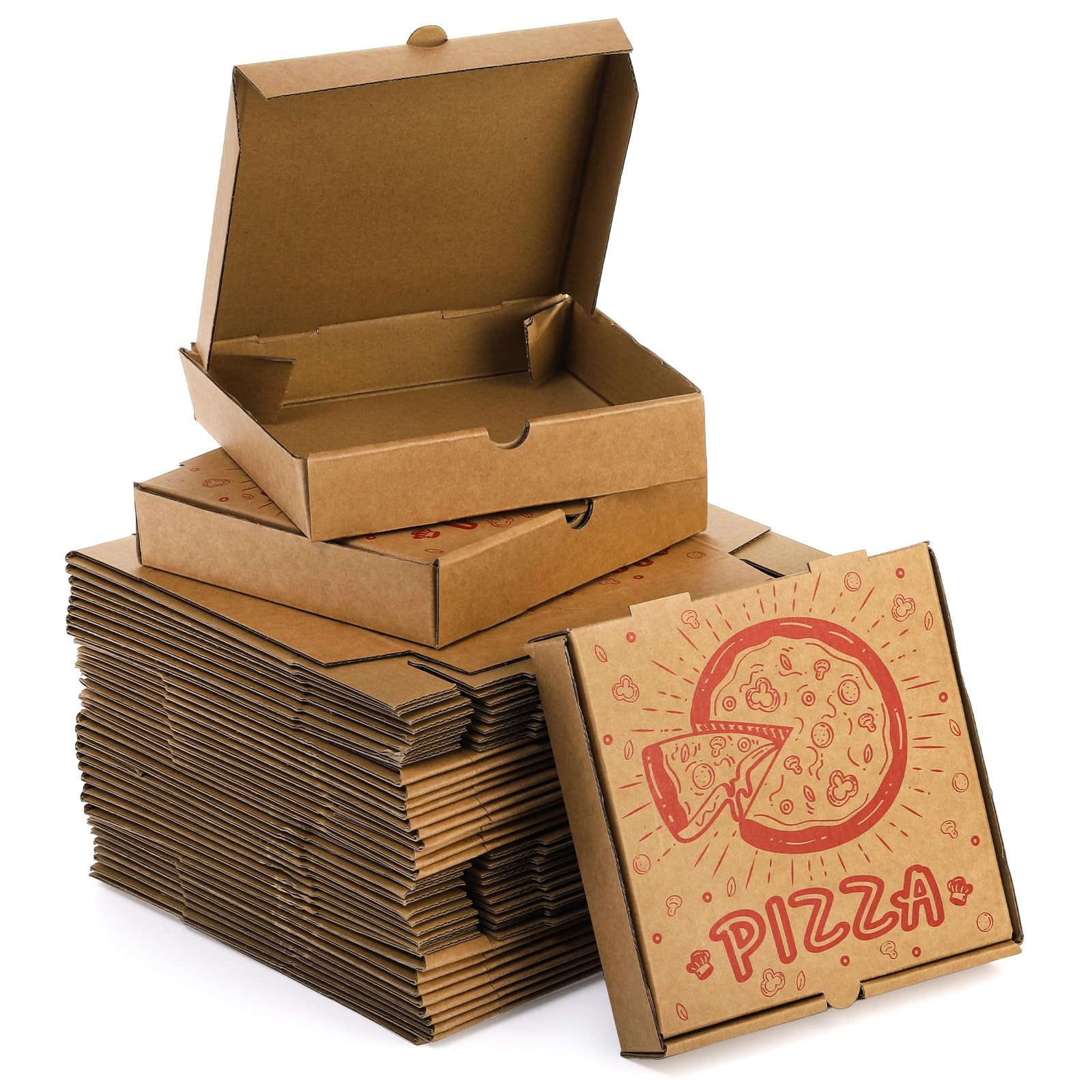 ZEAYEA 40 Pack Small Pizza Boxes, 7.3" L x 7.3" W x 1.6" H Cardboard Food Delivery Boxes, Kraft T... | Amazon (US)