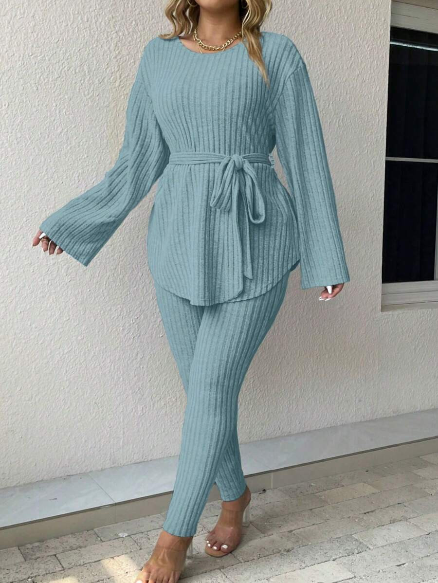 SHEIN LUNE 2pcs Plus Size Solid Color Comfortable Waist Belt Set | SHEIN