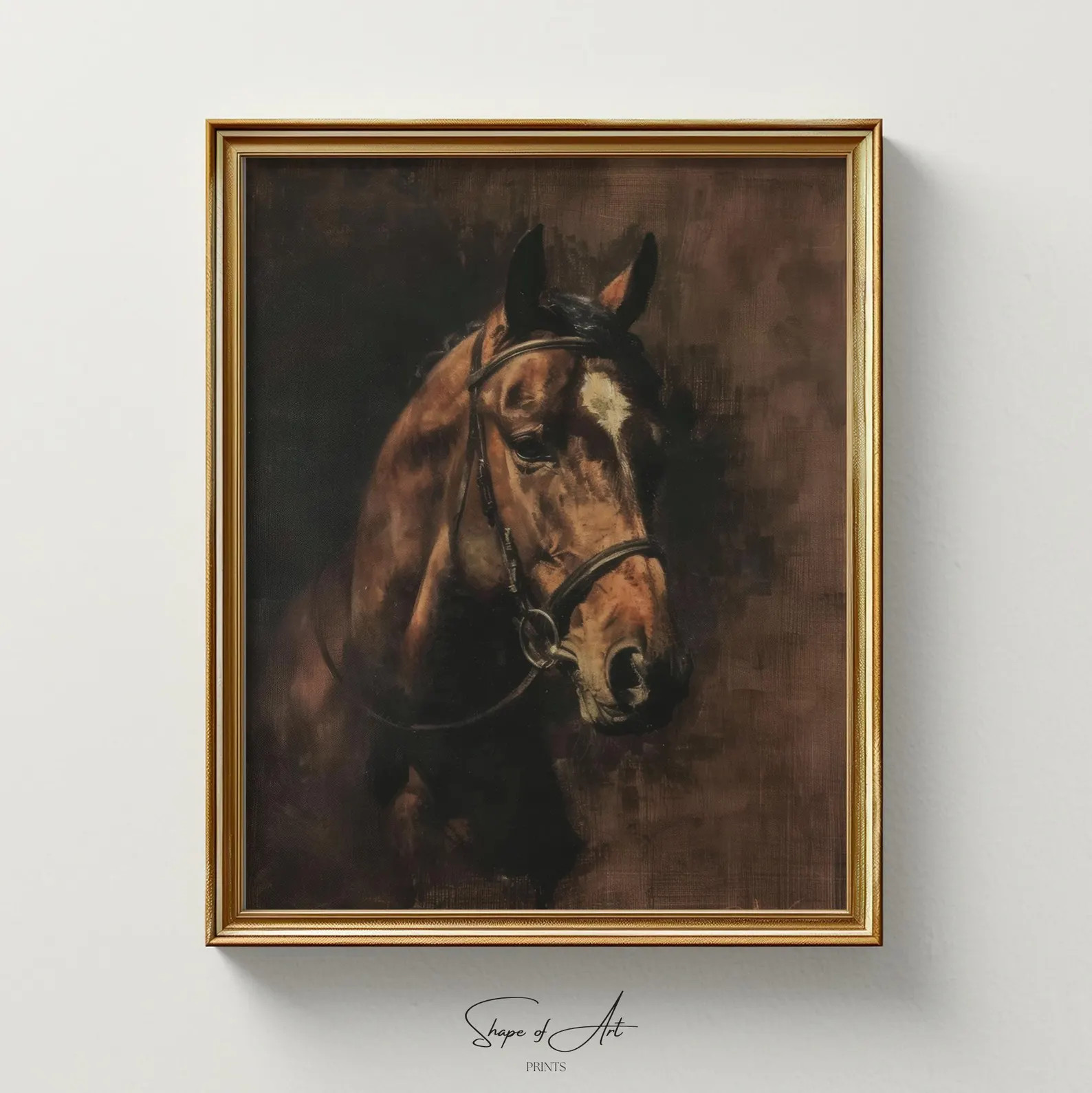 Vintage Bay Horse Portrait Print: Equestrian Farmhouse Decor (Digital Download) | Etsy (Global)