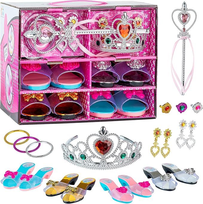 Toyvelt Princess Dress Up Shoes and Jewelry Boutique - Pretend Play For Little Girls Set Incl 4 P... | Amazon (US)